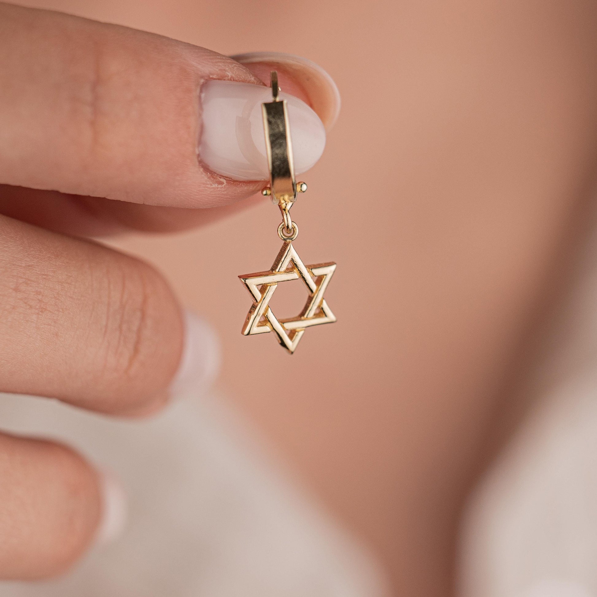 14k Solid Gold Star of David Earrings, Minimalist Gold Studs, Elegant Religious Jewelry, Dainty Gold Earrings, Gift for Her