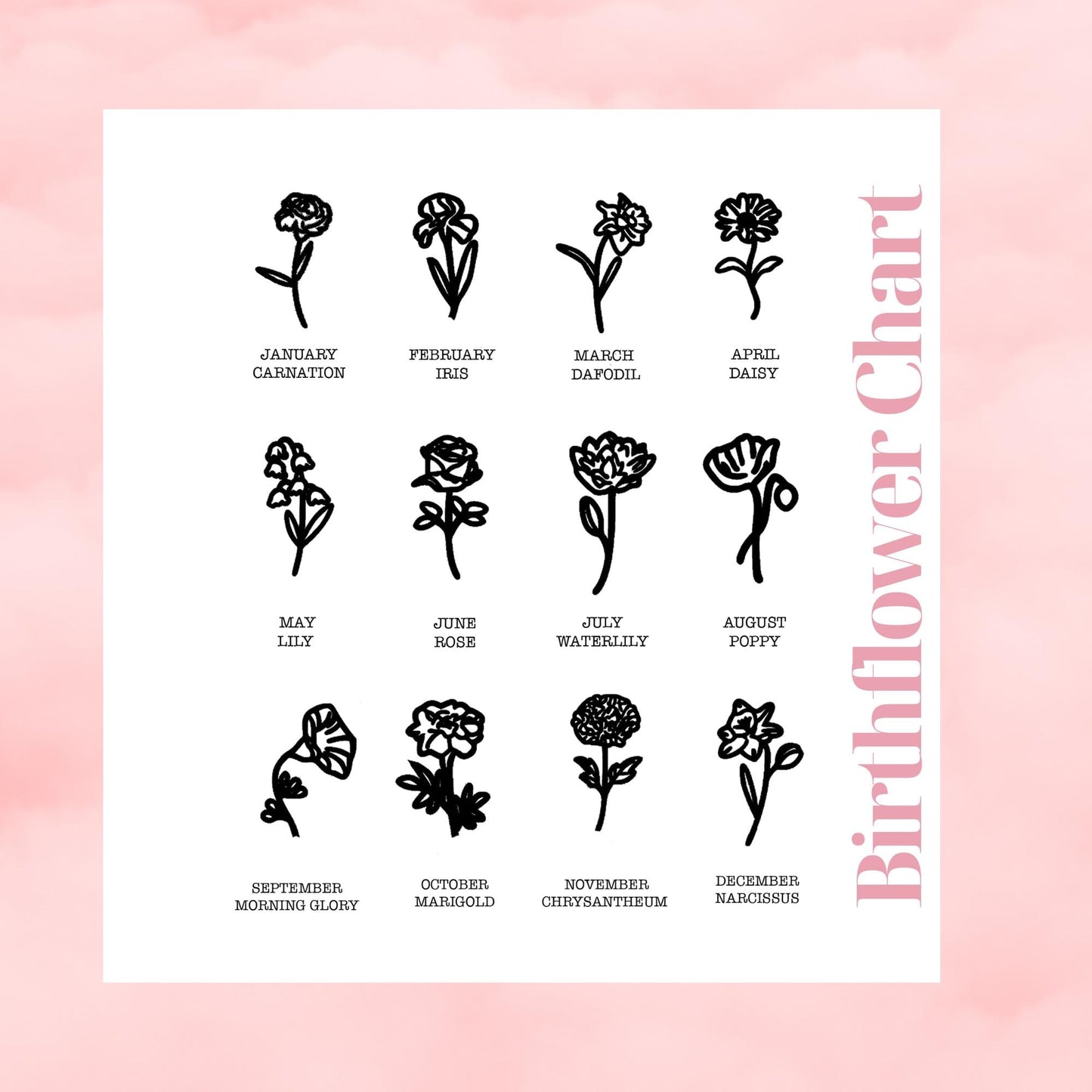 14k Gold Plated Necklace with Birth Flower Pendant