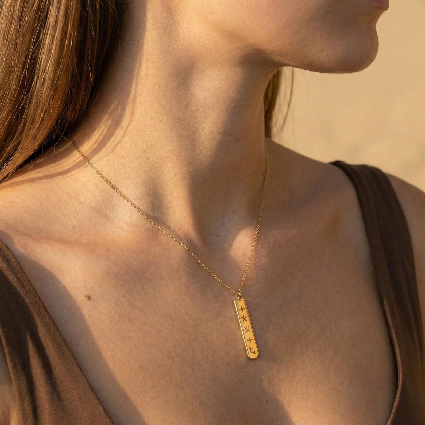 Galaxy Name Necklace, Hidden Message Gift, Custom Celestial Jewelry, Space Symbol Bar Pendant, 14K Gold Plated Personalized, Star Letter