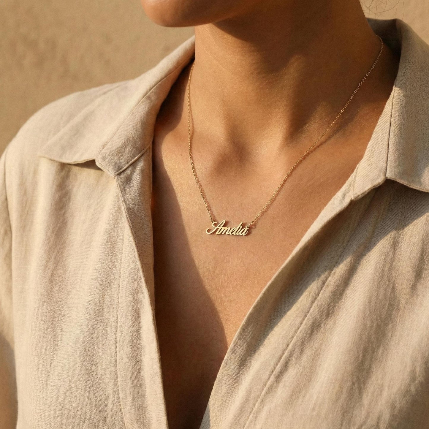 Custom Name Necklace, Gold Name Necklace, Personalized Jewelry, 14K Gold Plated, Dainty Pendant, Gift for Her, Bridesmaid Gift, Mom Gift