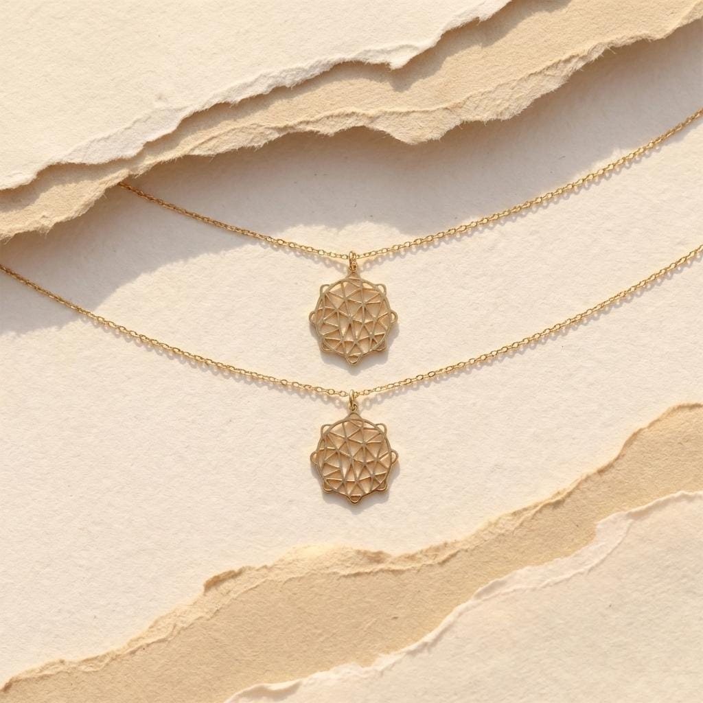 Geometric Necklace, Mandala Pendant, Sacred Geometry, Mothers Day Gift, 14K Gold Plated, Boho Jewelry, Spiritual Charm, Gift for Mom, Her