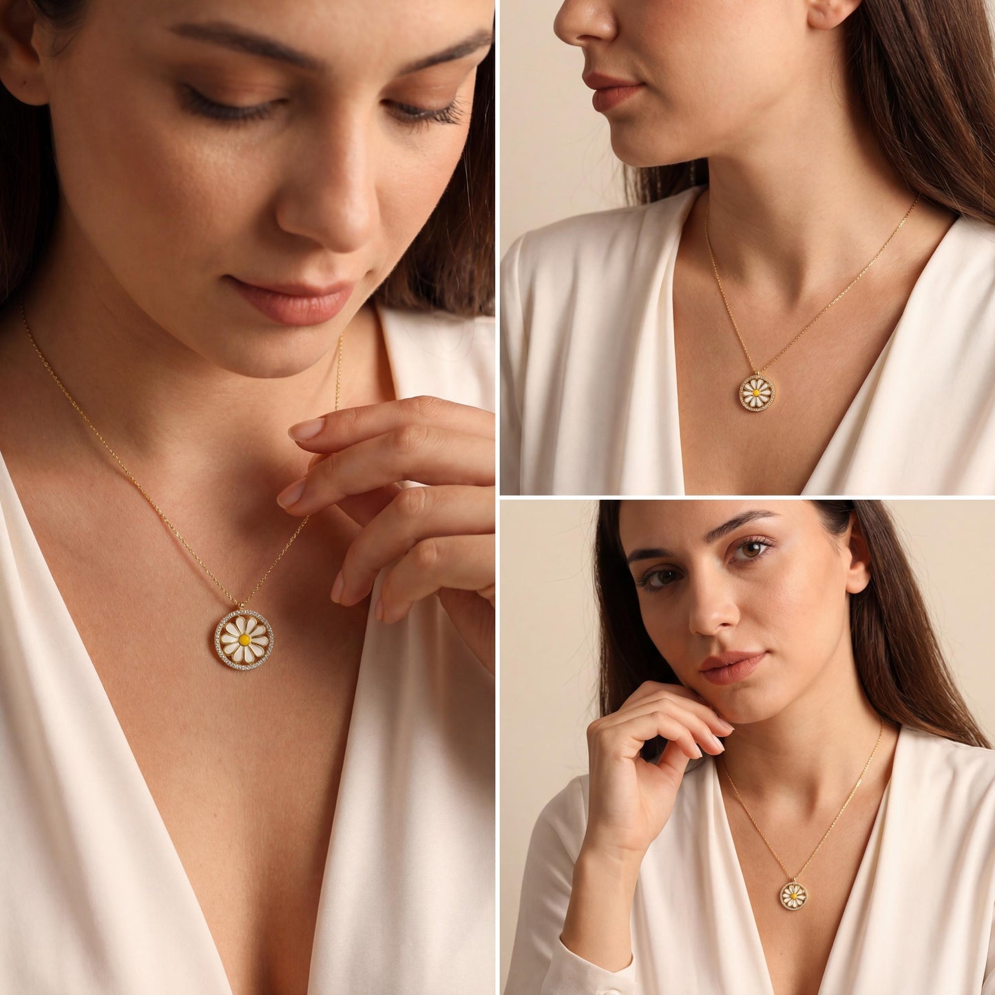 Daisy Necklace, Flower Pendant, 14K Gold Plated, April Birth Flower, Floral Jewelry, Minimalist Chain, Mothers Day Gift, Valentines Gift