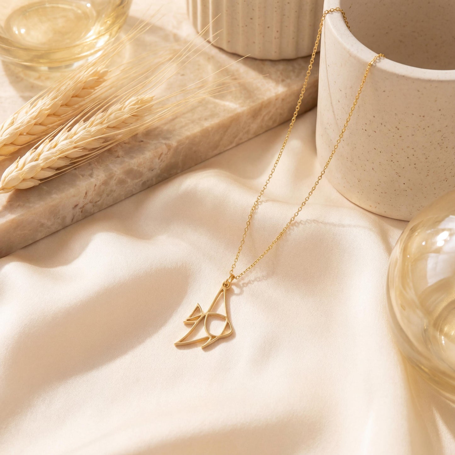 Angelfish Necklace, Gold Fish Pendant, Origami Jewelry, Minimalist Beach Charm, Sea Life Gift, Summer Necklace, Ocean Lover Gift