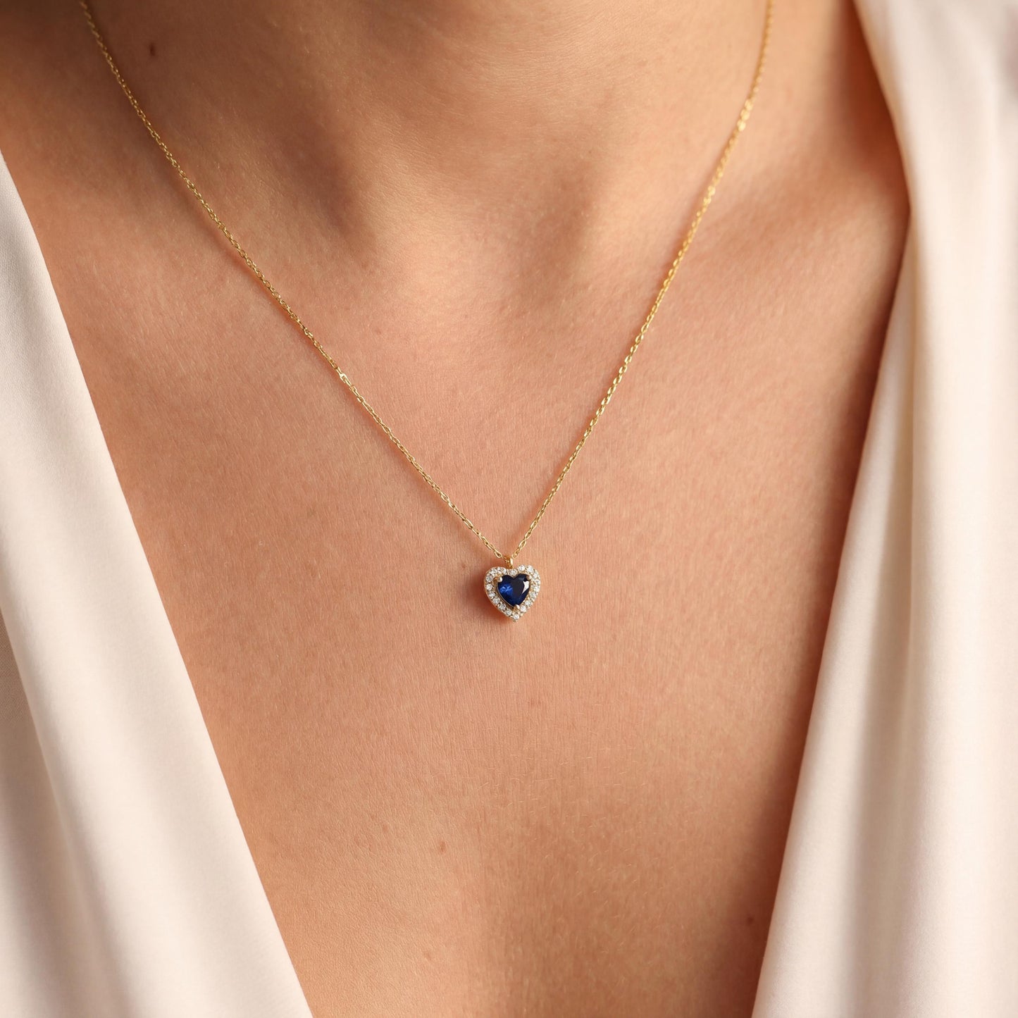 Heart Birthstone Necklace, 14K Gold Plated, Personalized Gift, Valentines Day Gift, Minimalist Jewelry, Gift for Her, Dainty Necklace