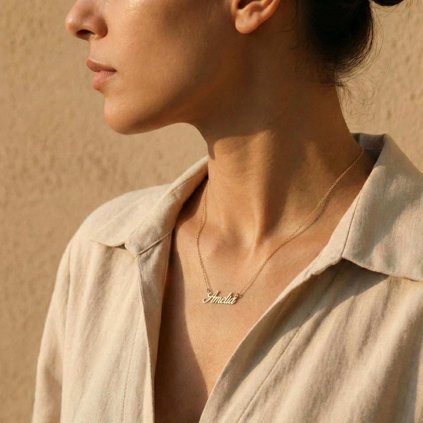 Custom Name Necklace, Gold Name Necklace, Personalized Jewelry, 14K Gold Plated, Dainty Pendant, Gift for Her, Bridesmaid Gift, Mom Gift