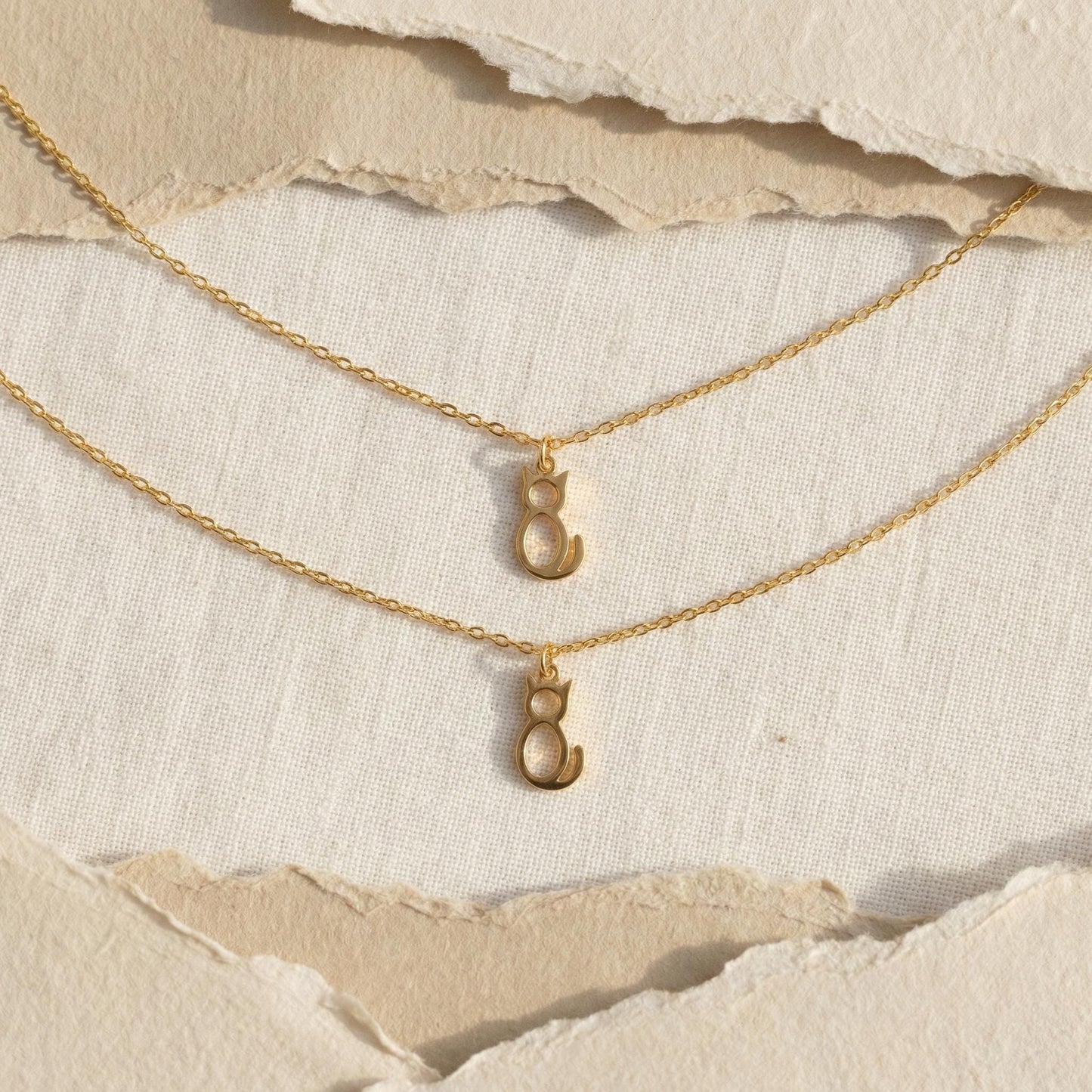 Gold Cat Necklace, Dainty Cat Pendant, 14K Gold Plated, Cat Mom Gift, Minimalist Animal Jewelry, Pet Memorial, Mothers Day Gift For Her