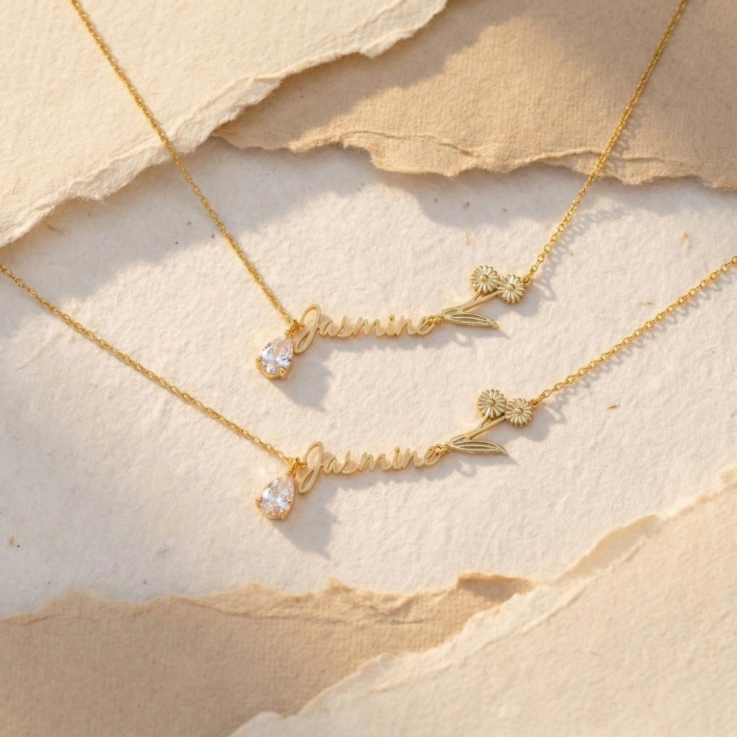 Birth Flower Name Necklace, Custom Birthstone Jewelry, Personalized Mom Gift, Dainty Floral Pendant, Bridesmaid Proposal, Gift For Her