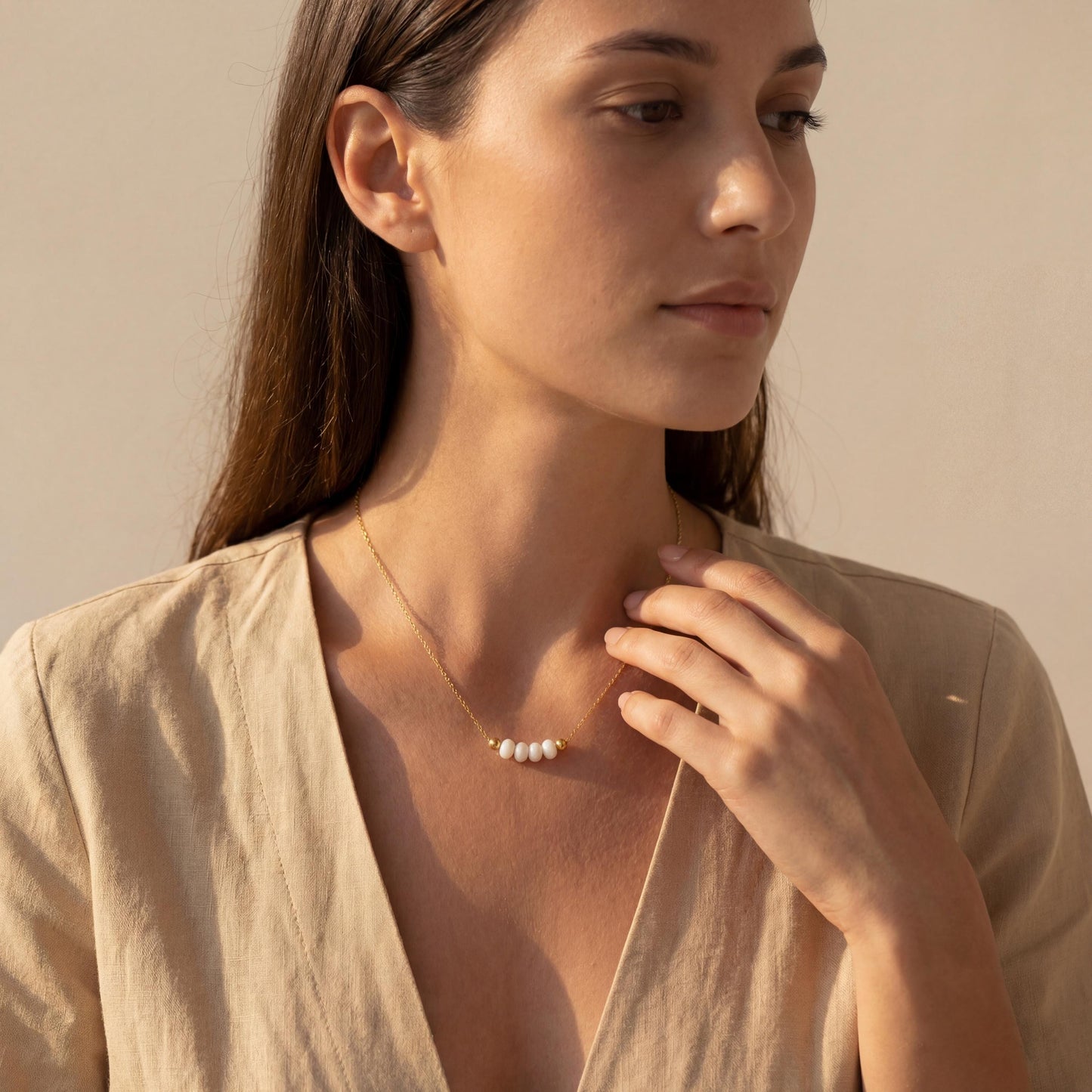 Dainty Pearl Necklace, 40th Birthday Gift for Women, Four Bead Choker, Mothers Day Jewelry, Minimalist Grandma Gift, Custom Mom of Four