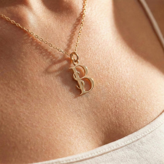 Custom Initial Necklace, Monogram Pendant, Personalized Letter Jewelry, 14K Gold Name Necklace, Valentine Gift for Her, Christmas Gift Mom
