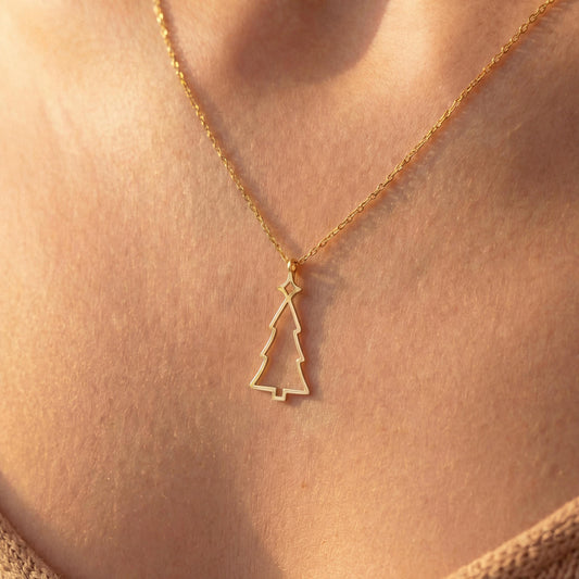 Pine Tree Necklace, Minimalist Tree Pendant, Nature Lover Gift, Mothers Day Gift for Her, Dainty Forest Charm, Wanderlust Jewelry