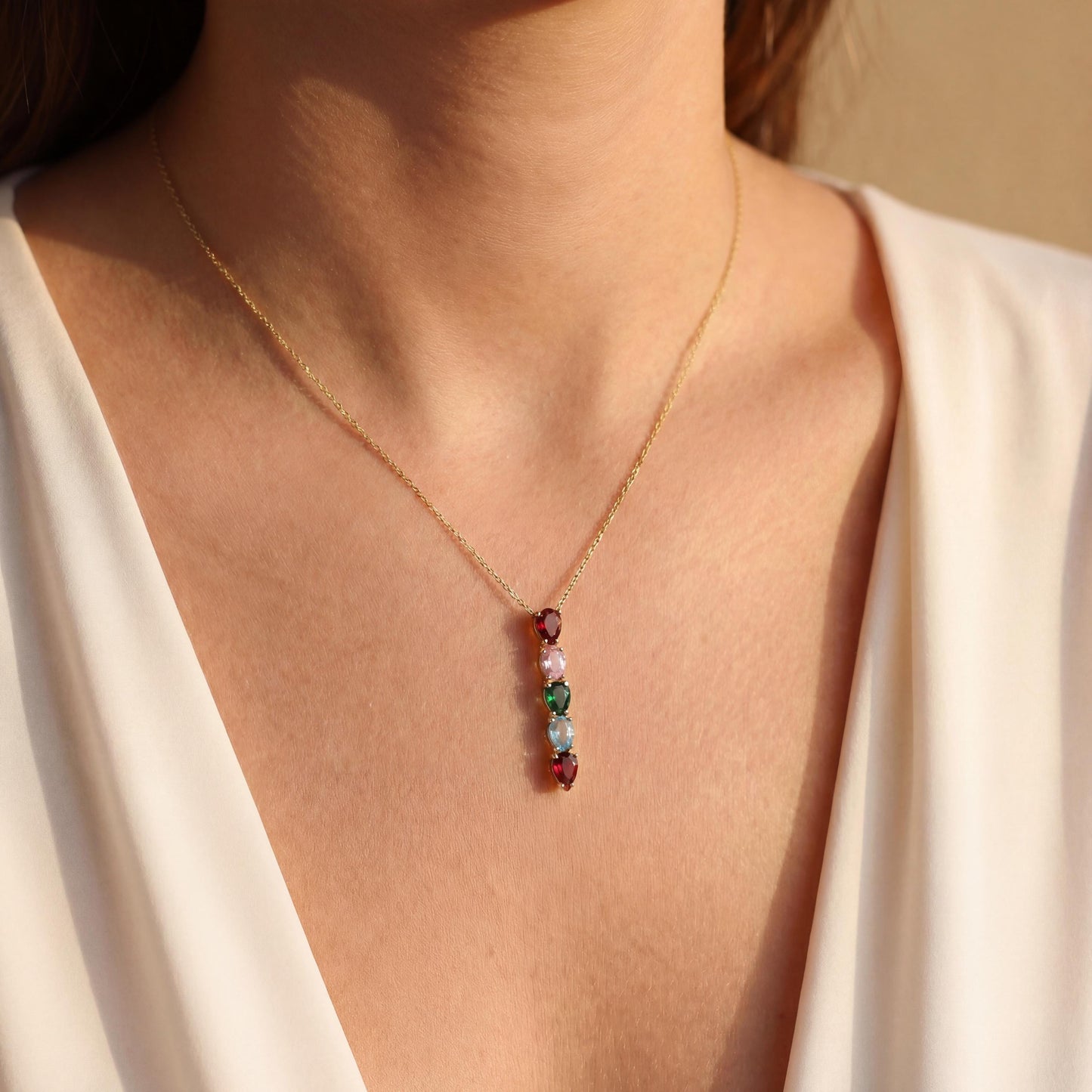 Family Birthstone Necklace, Mothers Necklace, Personalized Vertical Bar, Custom Grandma Gift, Mom Birthday, Mothers Day Gift
