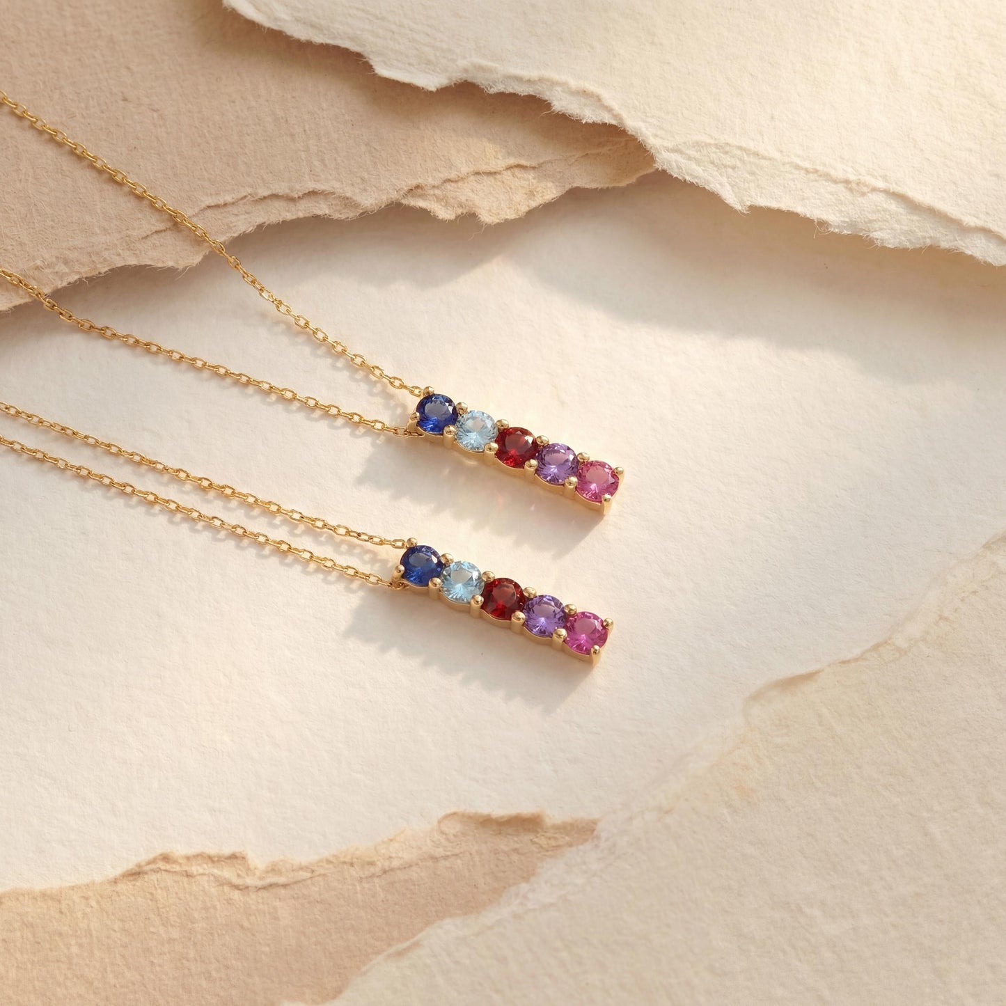 Family Birthstone Necklace, Custom Gemstone Bar, Personalized Mom Jewelry, Mothers Day Gift for Her, Dainty Grandma Necklace, Minimalist
