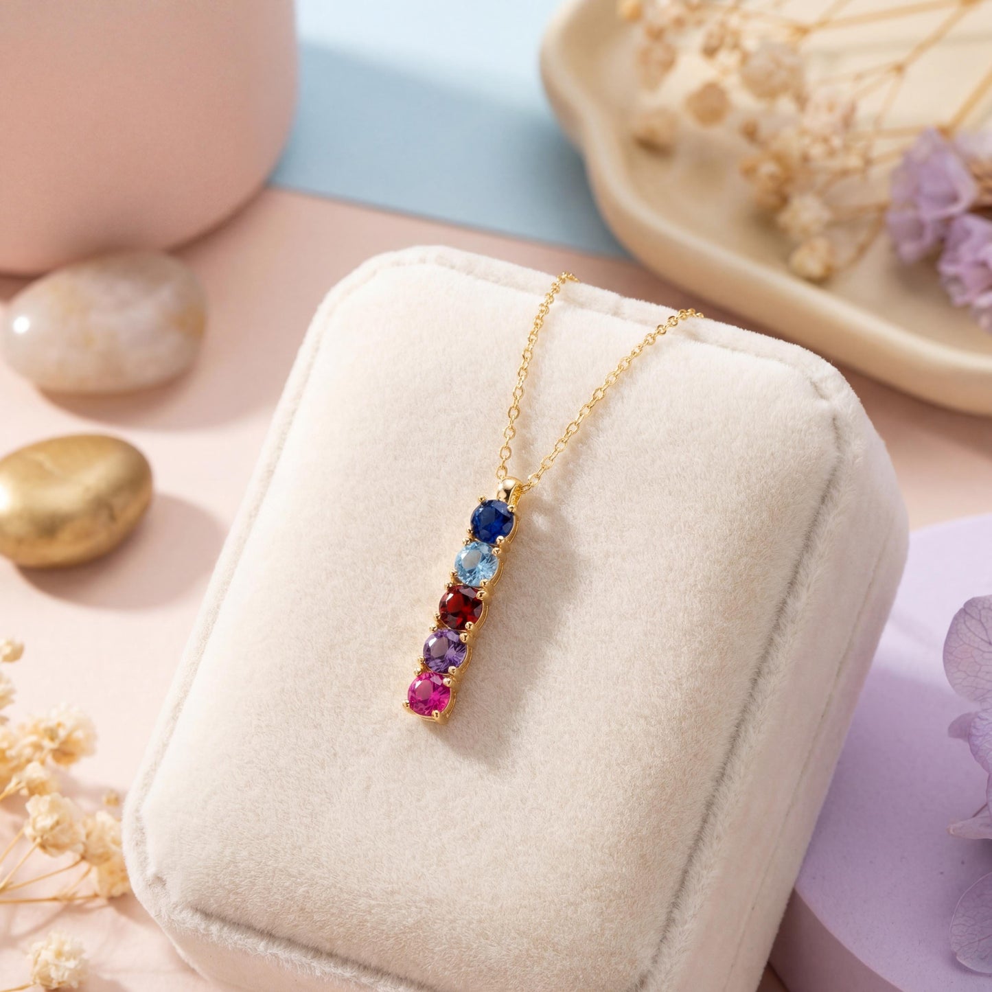 Family Birthstone Necklace, Custom Gemstone Bar, Personalized Mom Jewelry, Mothers Day Gift for Her, Dainty Grandma Necklace, Minimalist