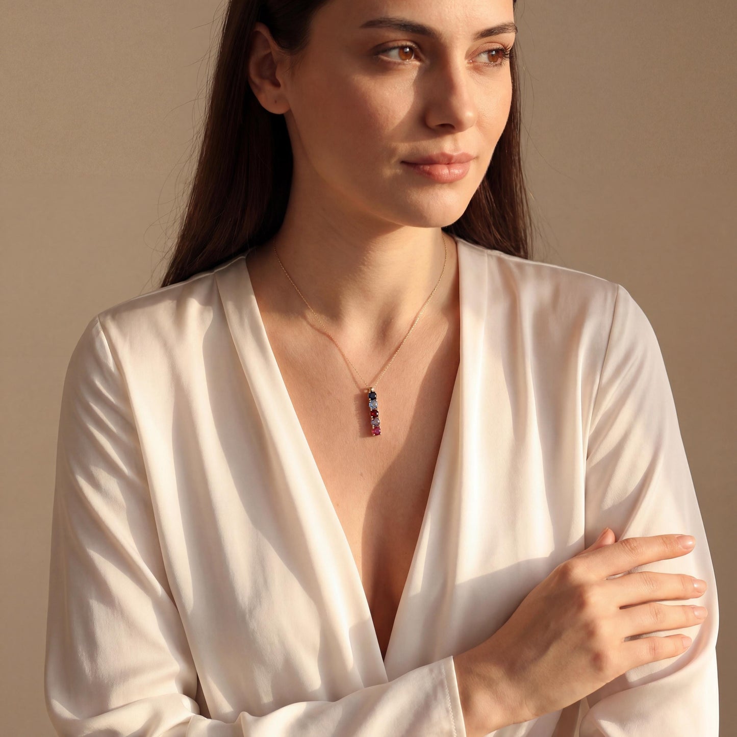 Family Birthstone Necklace, Custom Gemstone Bar, Personalized Mom Jewelry, Mothers Day Gift for Her, Dainty Grandma Necklace, Minimalist