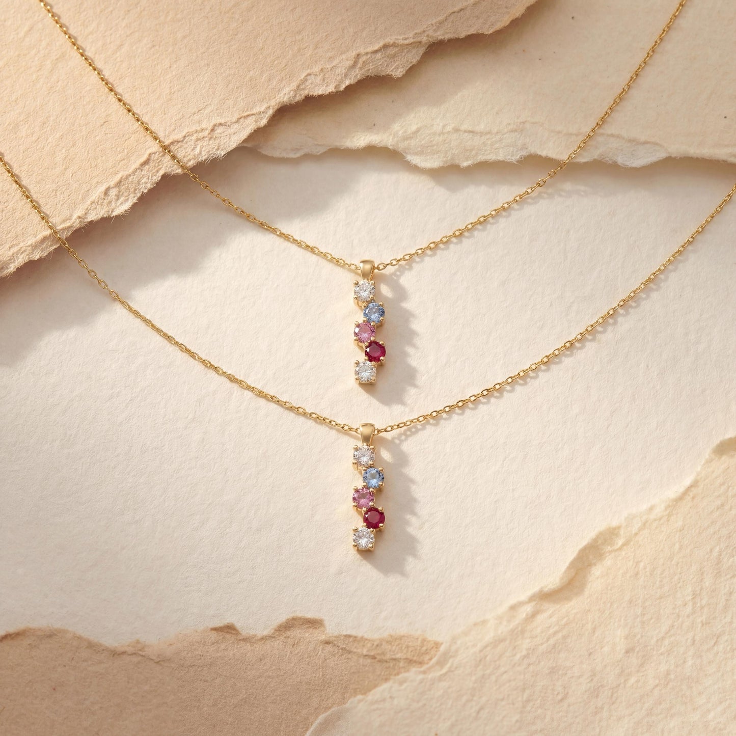 Custom Birthstone Necklace, Mothers Necklace, Family Gemstone Pendant, Personalized Mom Gift, Dainty Jewelry, New Mama Gift