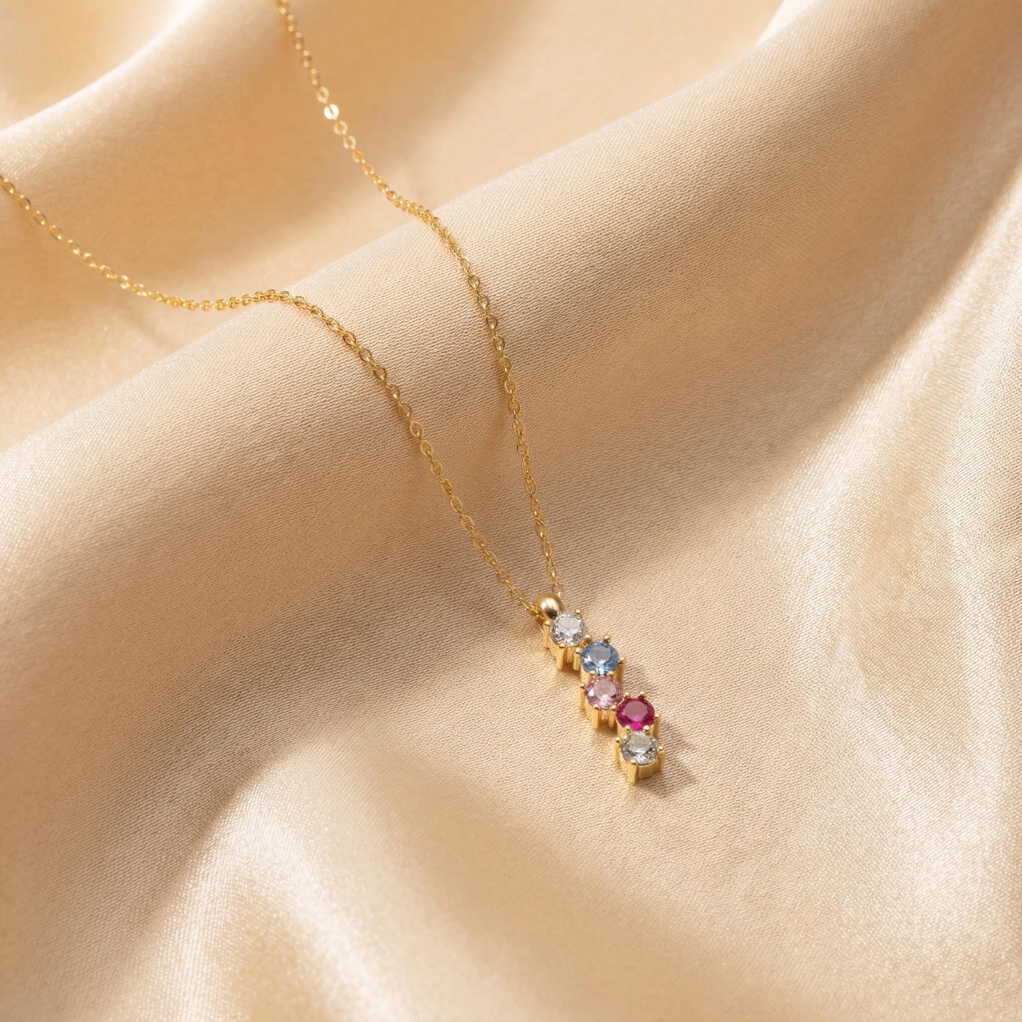 Custom Birthstone Necklace, Mothers Necklace, Family Gemstone Pendant, Personalized Mom Gift, Dainty Jewelry, New Mama Gift