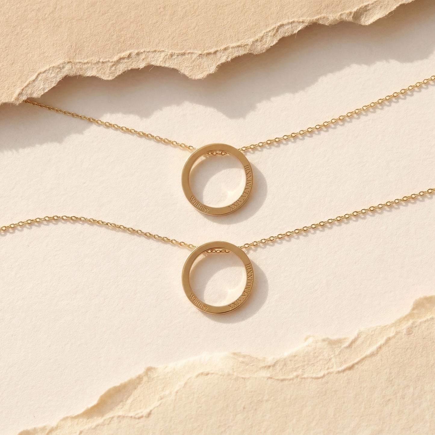 Custom Name Necklace, Personalized Circle Necklace, 14K Gold Roman Numeral Pendant, Mothers Day Gift, New Mom Jewelry, Anniversary Gift