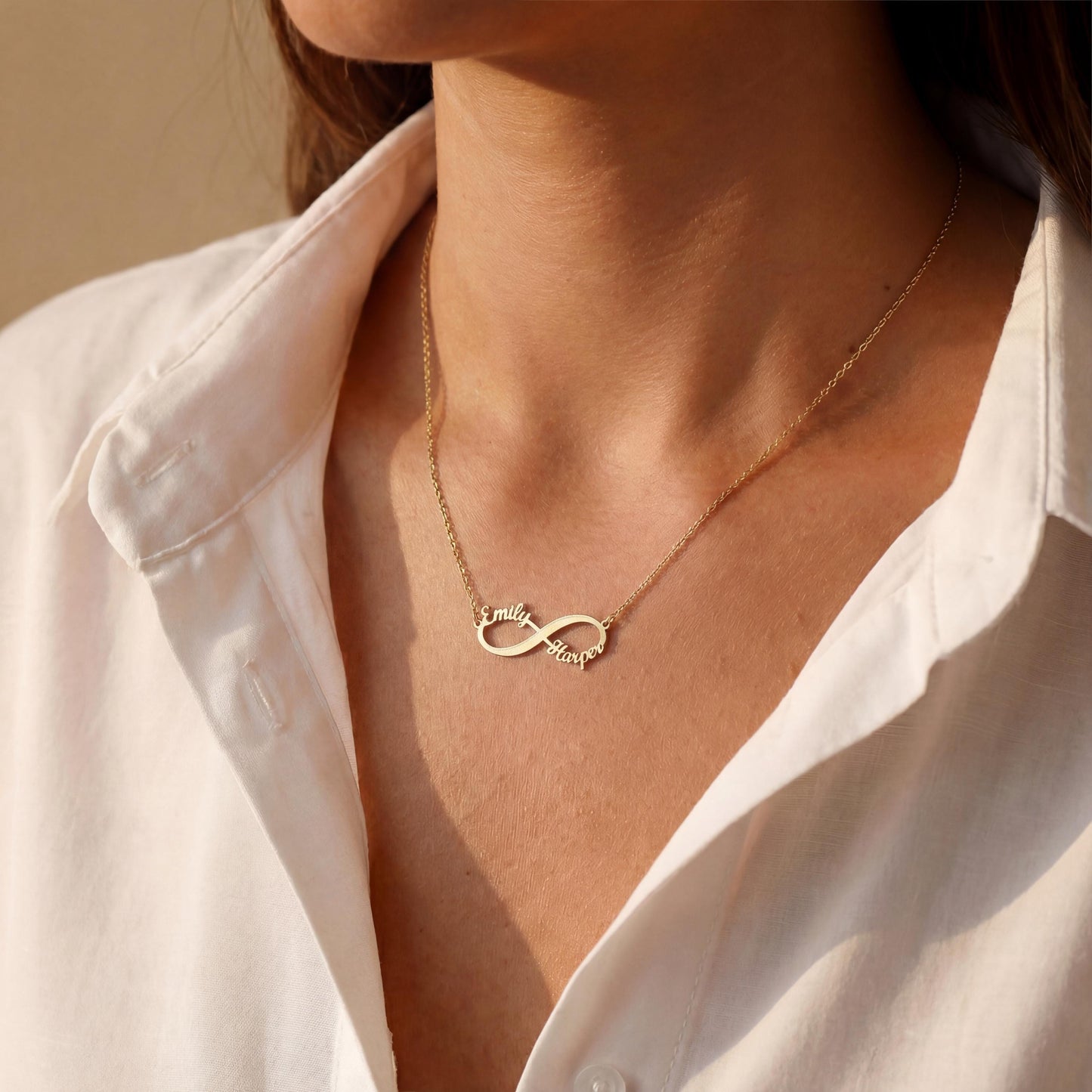 Infinity Name Necklace, Custom Name Necklace, Personalized Gift for Mom, 14K Gold Plated Jewelry, Two Name Necklace, Mother Daughter Gift