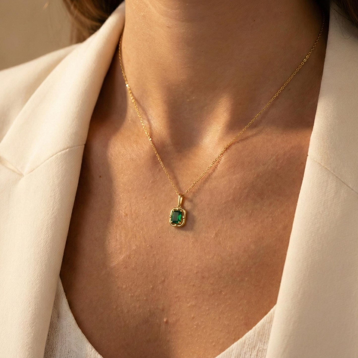 Birthstone Necklace, Personalized Gift, Custom Gemstone Pendant, Art Deco Jewelry, Mothers Day Gift For Mom, Family Birthstone Charm
