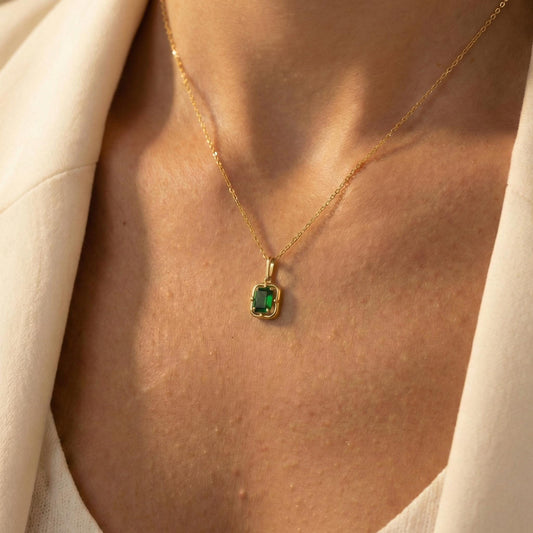 Birthstone Necklace, Personalized Gift, Custom Gemstone Pendant, Art Deco Jewelry, Mothers Day Gift For Mom, Family Birthstone Charm