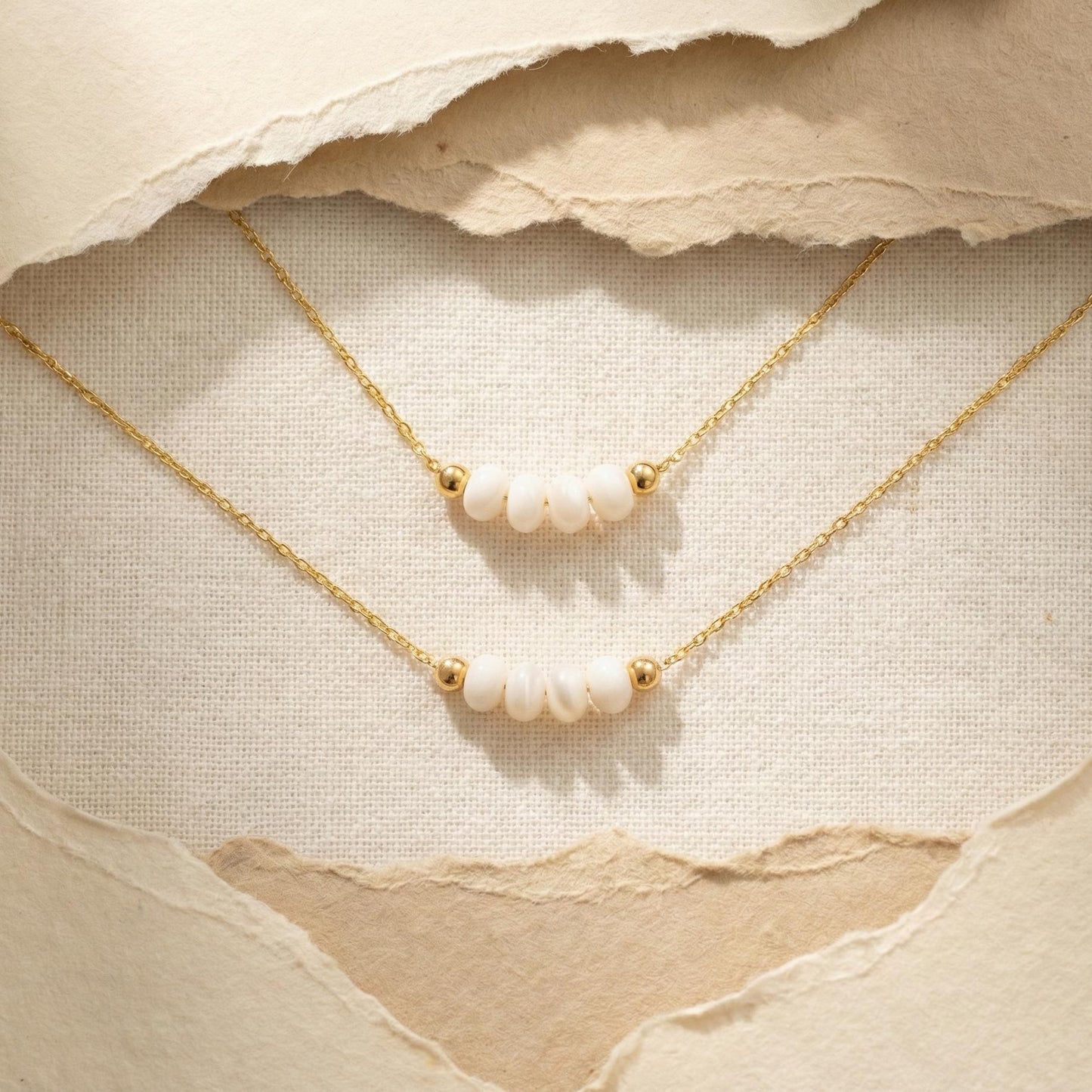 Dainty Pearl Necklace, 40th Birthday Gift for Women, Four Bead Choker, Mothers Day Jewelry, Minimalist Grandma Gift, Custom Mom of Four