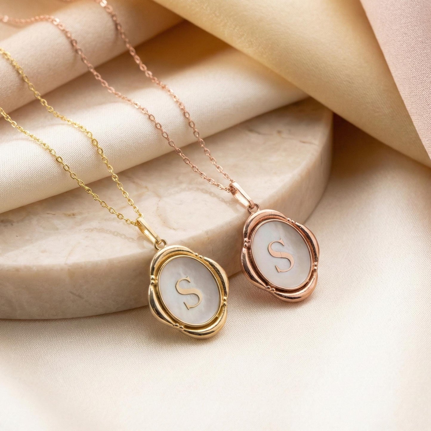 Oval Initial Necklace, Mother of Pearl Pendant, Personalized Mom Gift, Custom Monogram Jewelry, Shell Letter Charm, Vintage Style Locket