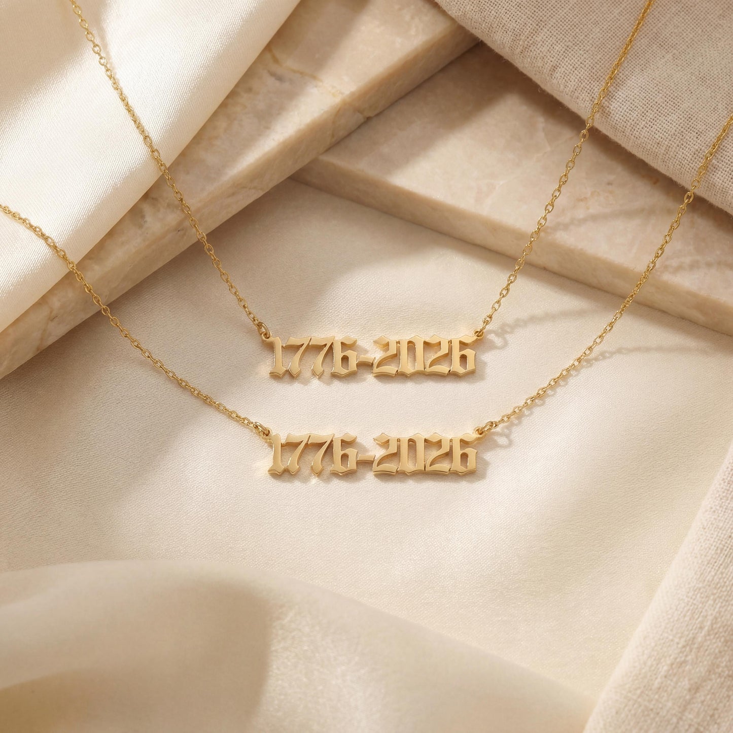 Custom Year Necklace, Semiquincentennial Pendant, America 250 Jewelry, Old English Number, 1776 2026 Choker, Independence Day Gift