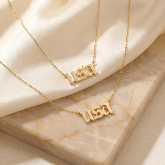 USA Necklace, Semiquincentennial, America 250 Jewelry, Custom Word Choker, Patriotic Gift, Gothic Font Chain, July 4th Accessory