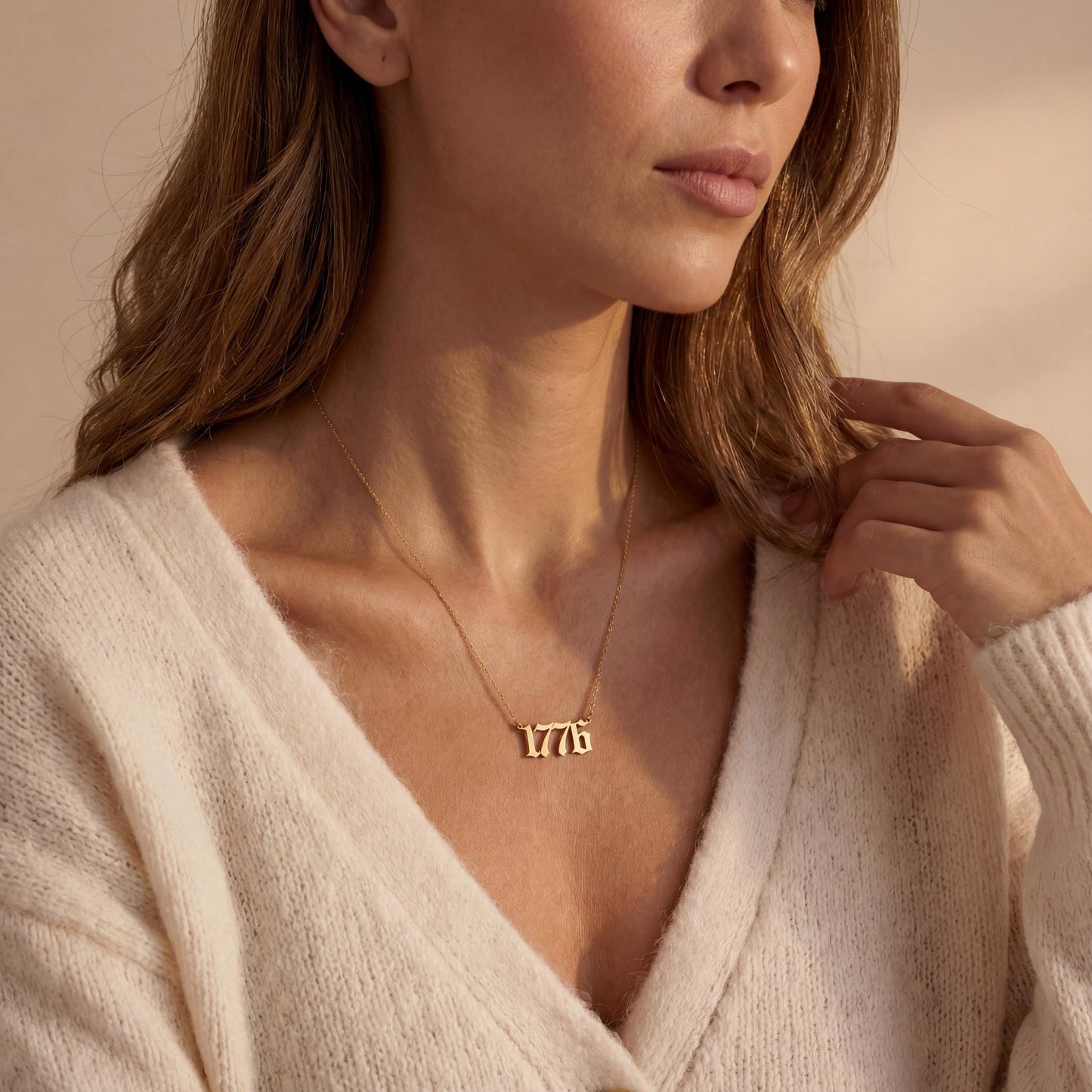 Custom Year Necklace, 1776 Pendant, 1776 America 250, Personalized Date, Patriotic Jewelry Gift, Dainty Number Charm