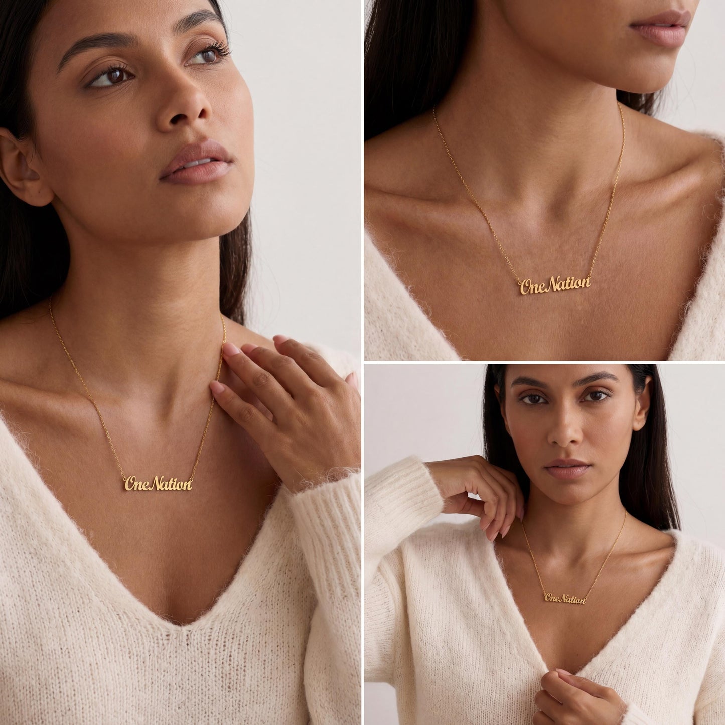 One Nation Necklace, Personalized Word Choker, America 250th Gift, Patriotic Jewelry, Dainty Minimalist Chain, Independence Day