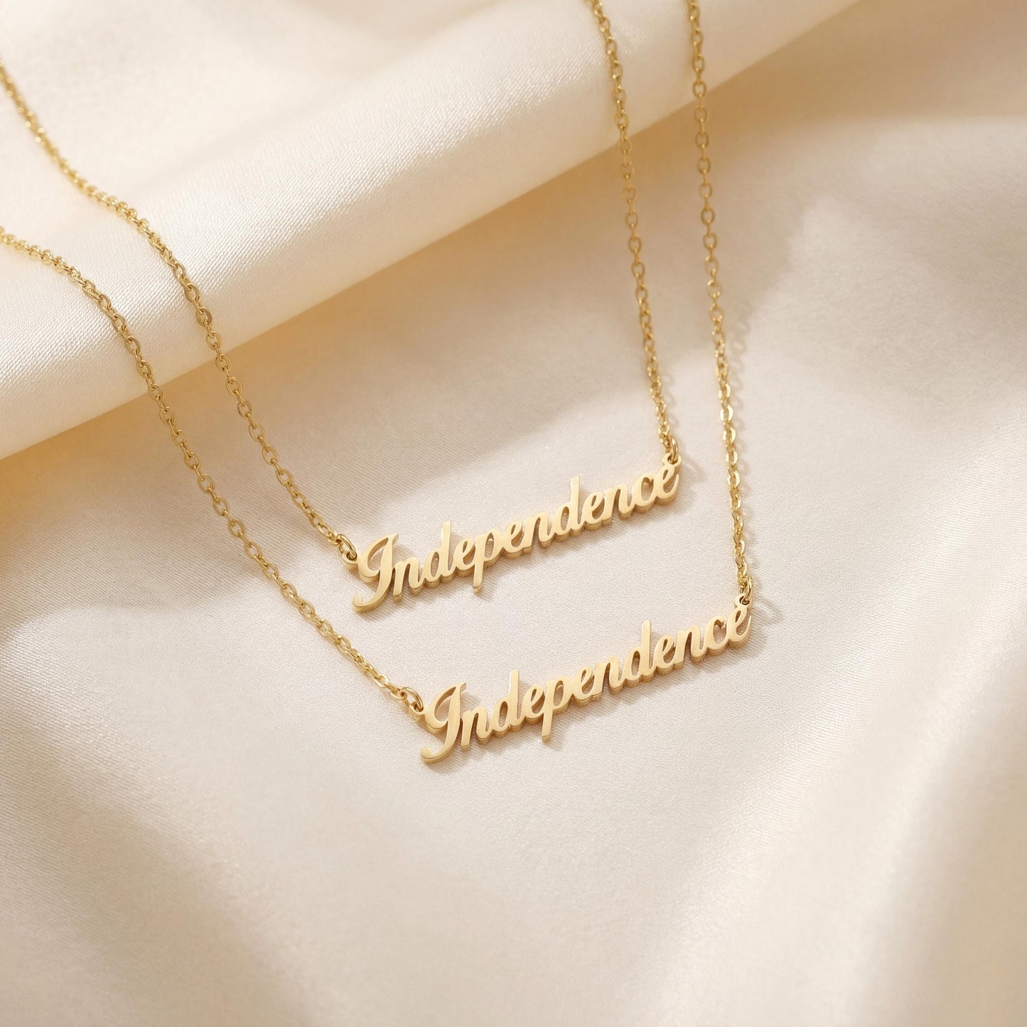 Independence Necklace, Personalized Pendant, Patriotic Jewelry, America 250 Gift, 4th of July Choker, Minimalist Nameplate
