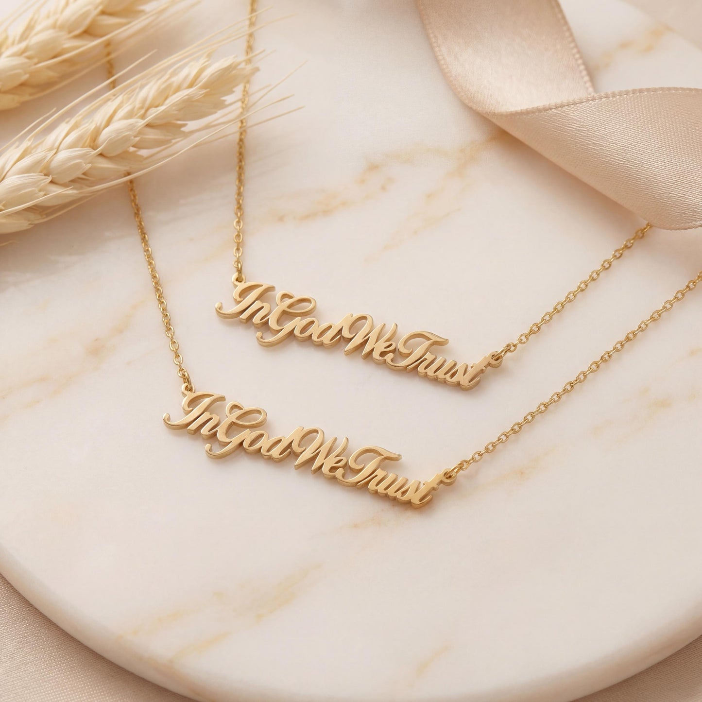 Custom Name Necklace, In God We Trust Pendant, Patriotic Jewelry, Independence Day Gift, Dainty Word Choker, Christian Faith Charm