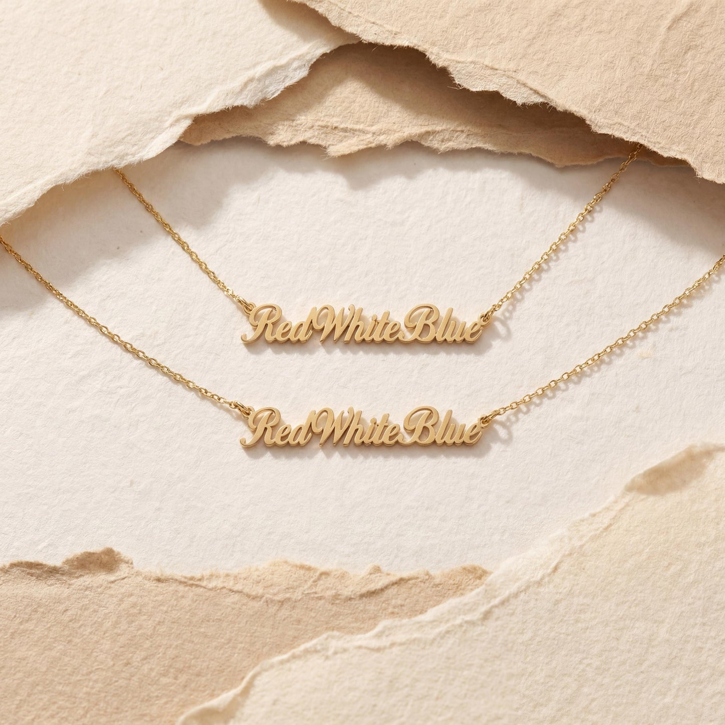 Red White Blue Necklace, Personalized Jewelry, America 250 Gift, Patriotic Keepsake, July 4th Accessory, Dainty Word Choker, Present For Her