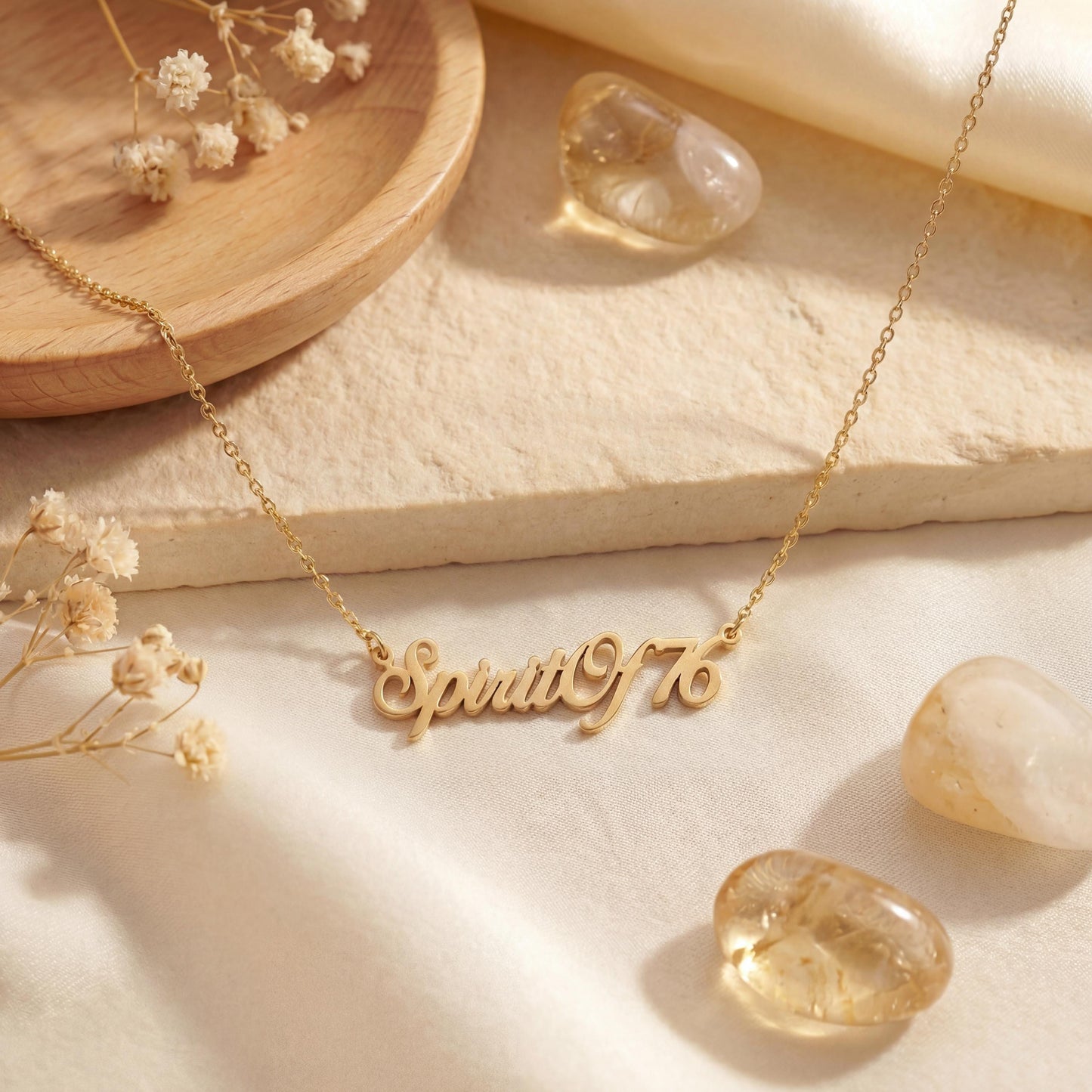 Spirit Of 76 Necklace, Patriotic Jewelry, USA 250th Anniversary, Name Necklace, July 4th Gift, Personalized Choker, Dainty Pendant
