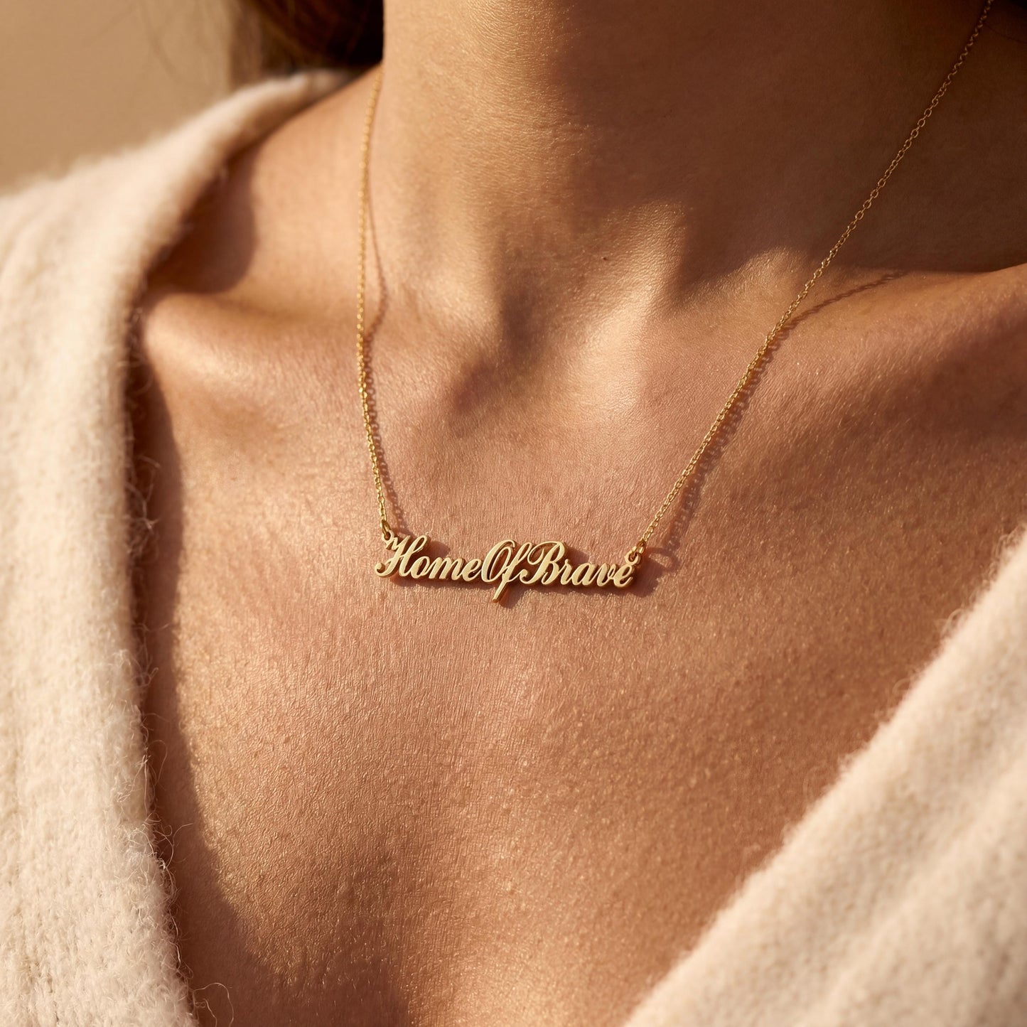 Custom Name Necklace, Patriotic Jewelry, Home Of Brave Pendant, America 250 Gift, Independence Day, Personalized Word Charm