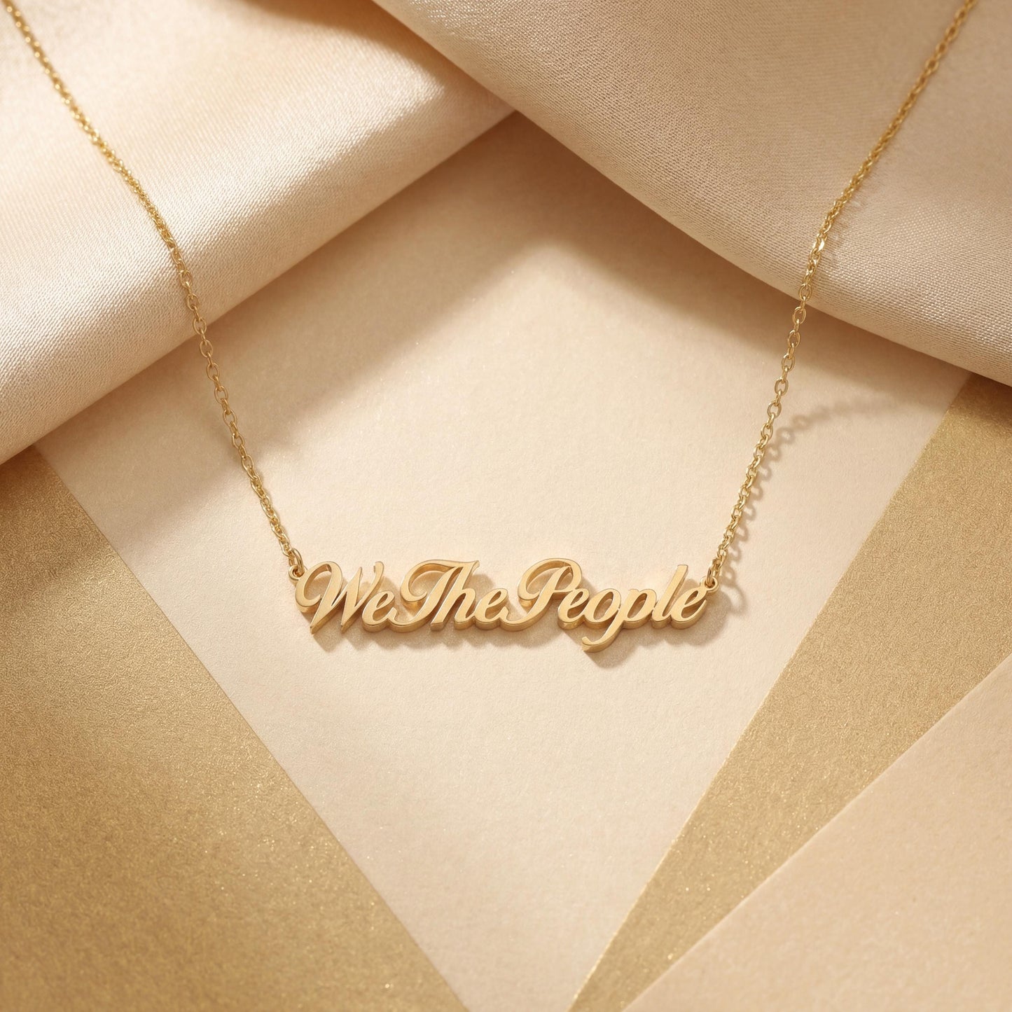 Custom Name Necklace, We The People Pendant, America 250 Jewelry, Patriotic Gift, Personalized Choker, US Independence Day