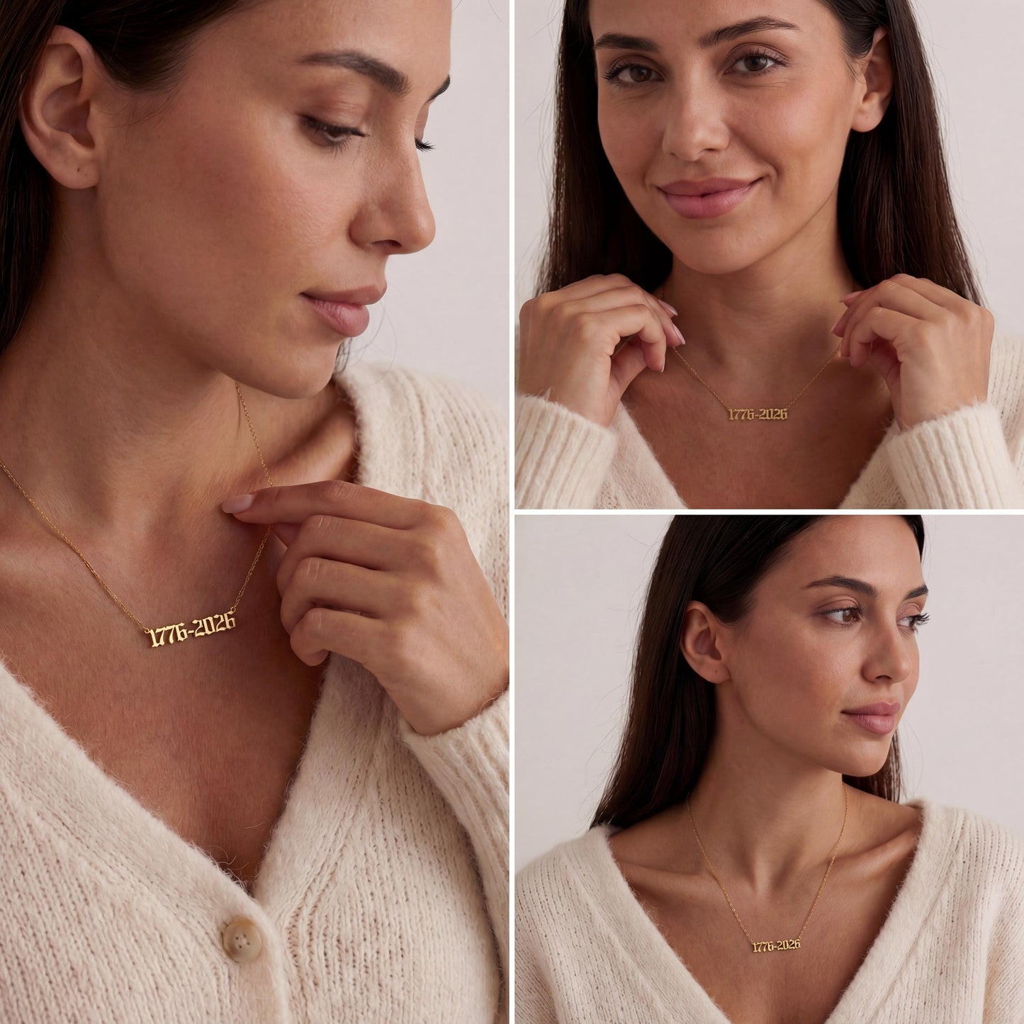 Custom Year Necklace, Semiquincentennial Pendant, America 250 Jewelry, Old English Number, 1776 2026 Choker, Independence Day Gift