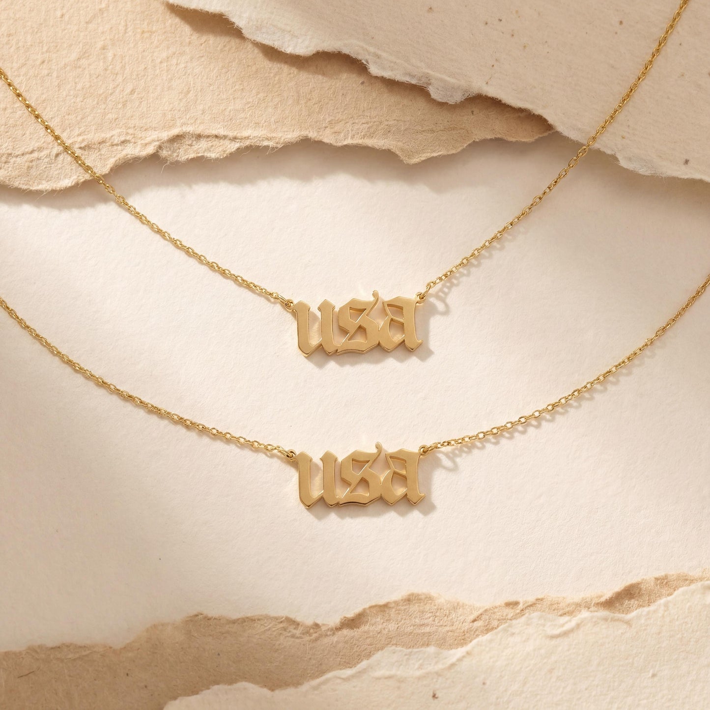 USA Necklace, Semiquincentennial, America 250 Jewelry, Custom Word Choker, Patriotic Gift, Gothic Font Chain, July 4th Accessory