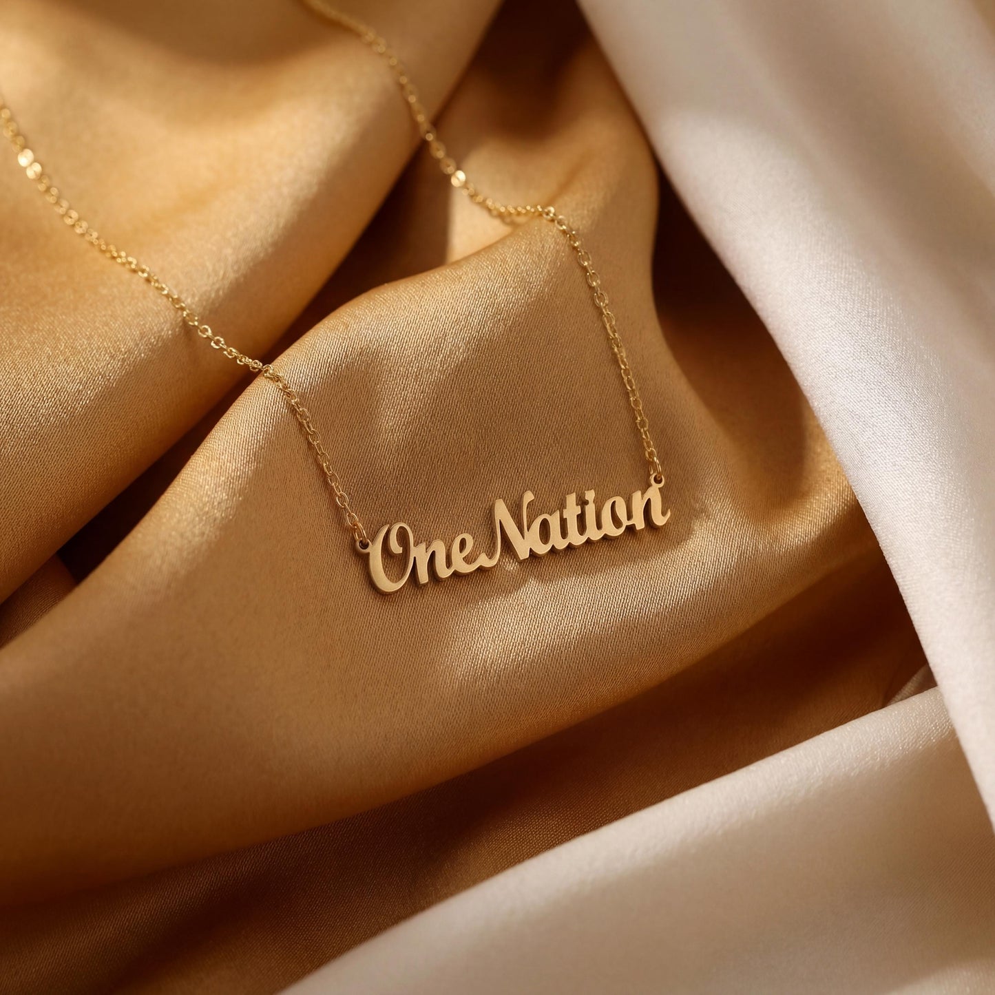 One Nation Necklace, Personalized Word Choker, America 250th Gift, Patriotic Jewelry, Dainty Minimalist Chain, Independence Day