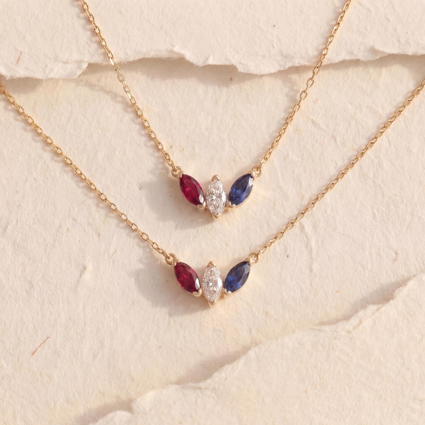 Red White Blue Necklace, Patriotic Jewelry, USA 250th Anniversary, 4th of July Gift, Minimalist Marquise, Dainty American Pendant