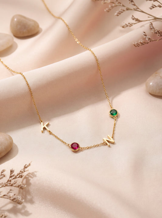 Birthstone Initial Necklace